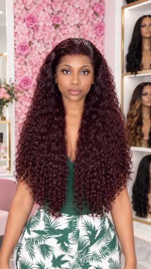 ✨ PERRUQUE BOUCLÉE 13×4 – 28 POUCES | BURGUNDY CURLS 🍷❤️