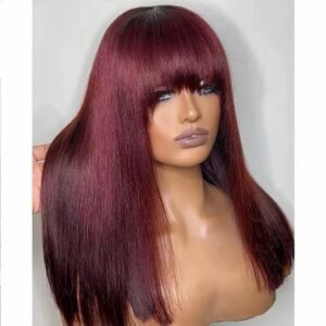 Perruque Bordeaux – 100 % Cheveux Humains Vietnamiens | Full Density 20 pouces